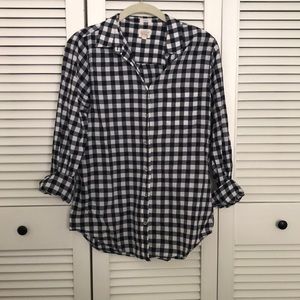 JCrew Navy Gingham BoyFit Shirt SZ Small
